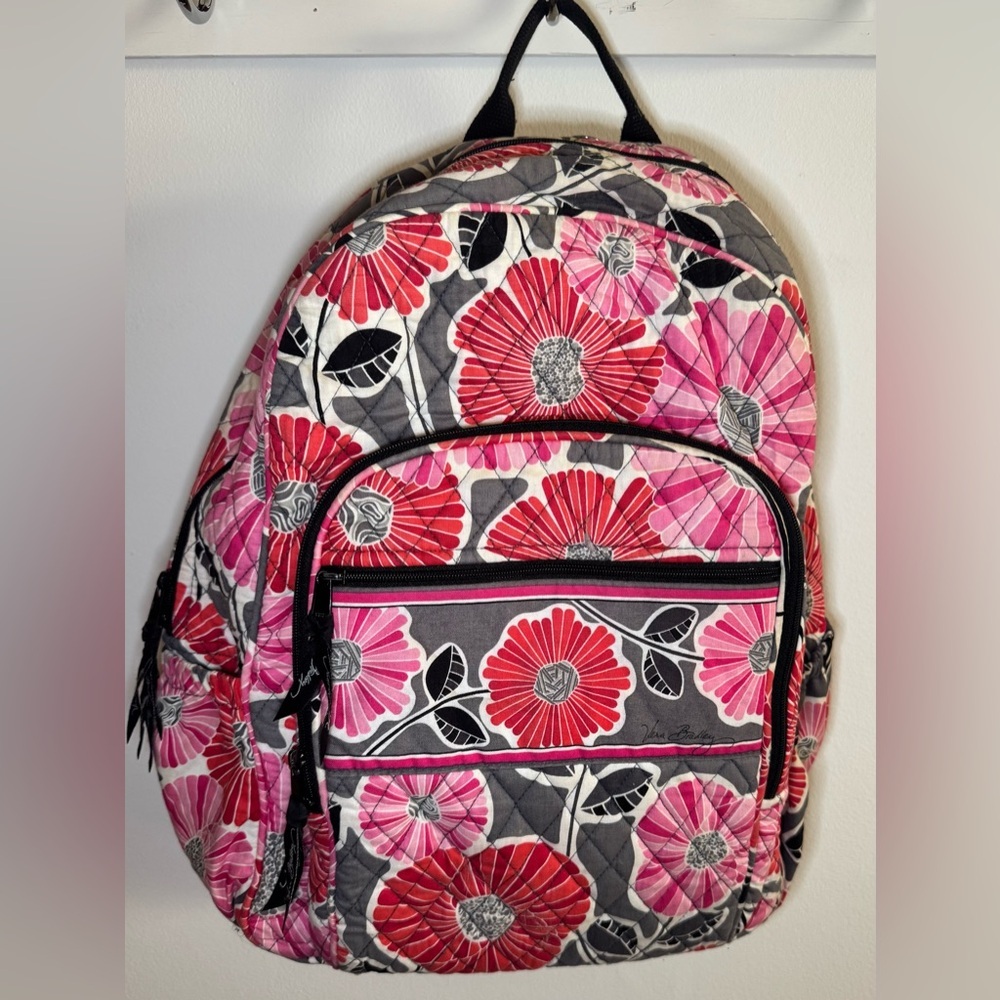 Vera Bradley Pink and Gray Floral Backpack